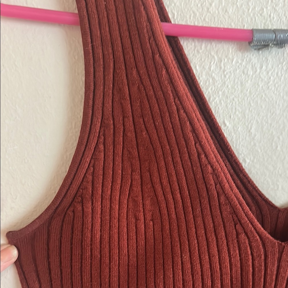 Madewell Red Ribbed Crop Tank Top - Picture 3 of 6